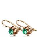 Or rose rouge 14 carats 14k 583 Emerald des boucles d'oreilles vec013 Russe Soviétique URSS Vintage Art Deco style
